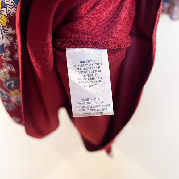Jade by Johnny Was Maroon Floral Quarter Butterfly Sleeve Boho Mini Dress S NWT - Picture 8 of 10